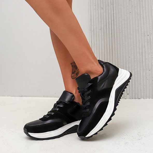 Кроссовки женские кожаные SOLO 8097-28 Black