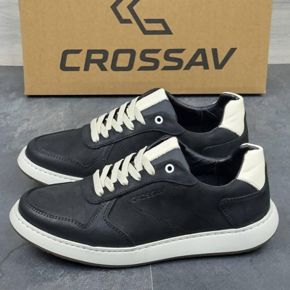 Шкіряні кеди чоловічі Crossav 23-44 Black