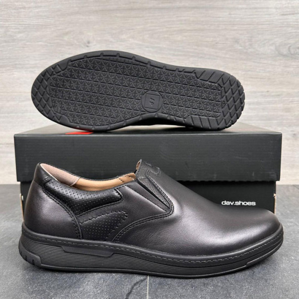 Туфлі чоловічі шкіряні Dav Shoes 160 Чорні