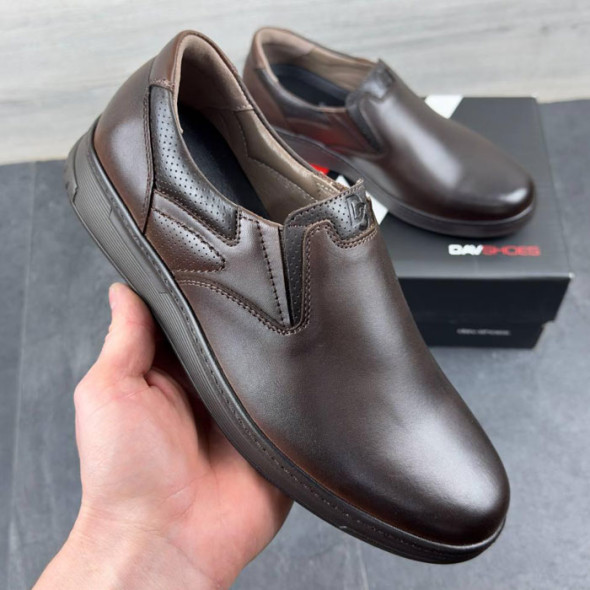 Туфлі чоловічі шкіряні Dav Shoes 162 Коричневі